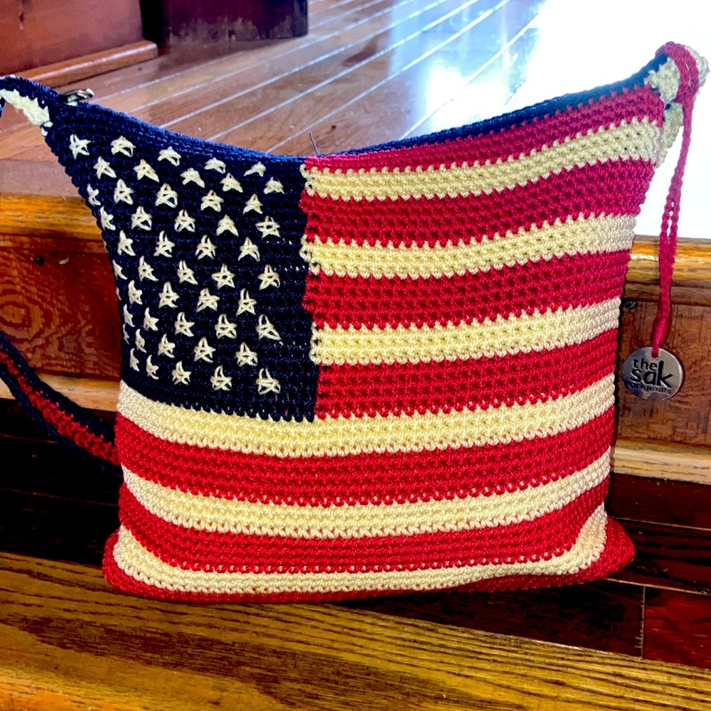 The Sak American Flag Crochet Shoulder Bag